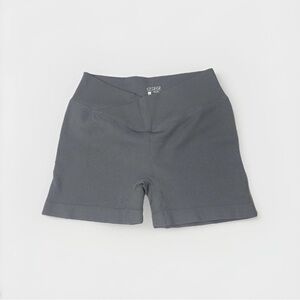 High-Rise Ribbed Bike Shorts - Charcoal Gray